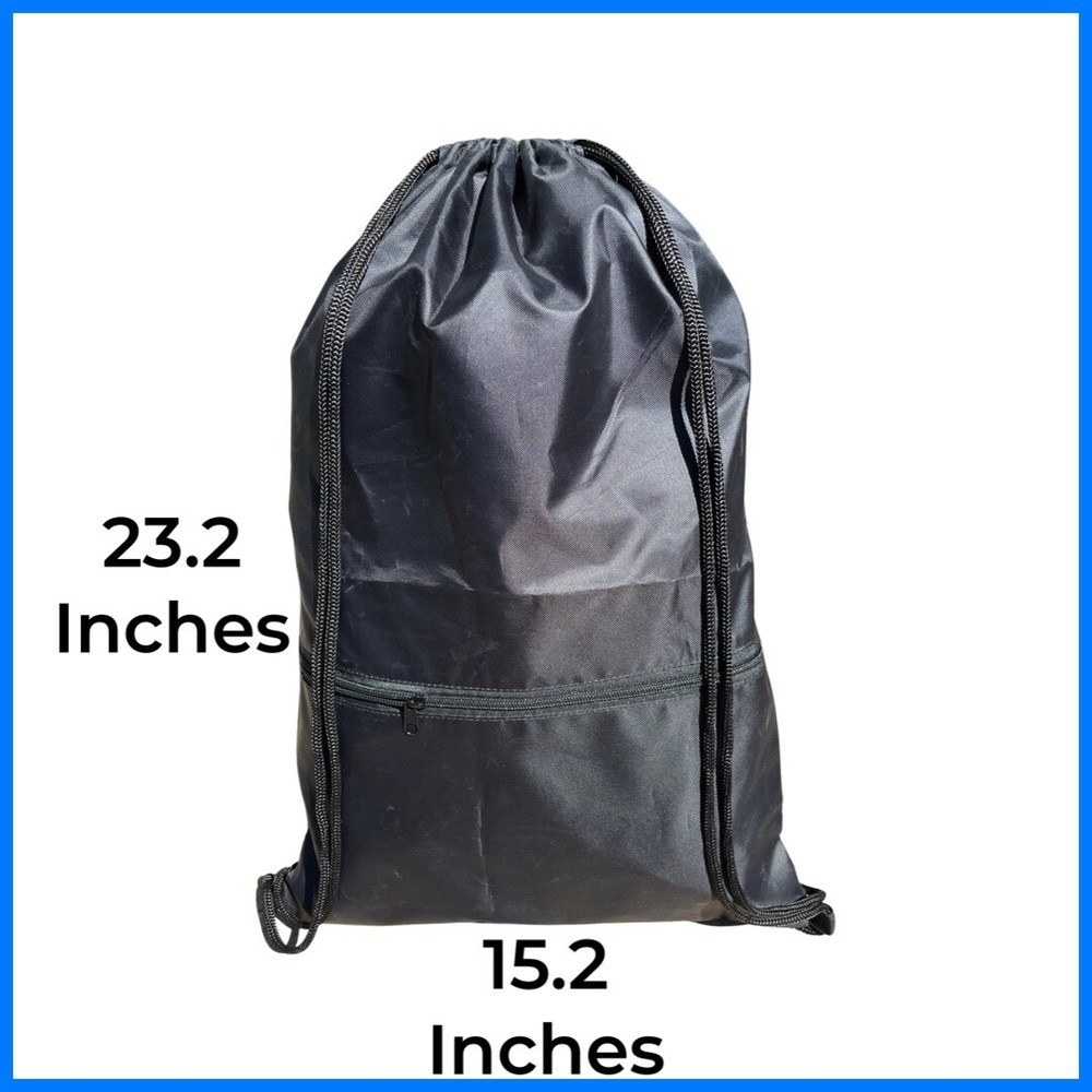 Drawstring Backpack String Bag Sackpack-XL-NEW-Front Zipper Pocket-Extra Large