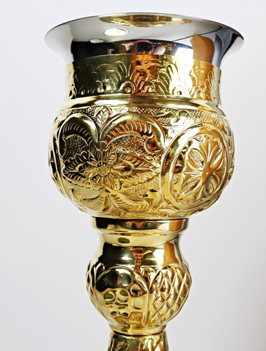 Polished Nickel Plate and Brass 9 oz Orthodox Chalice with Paten Set