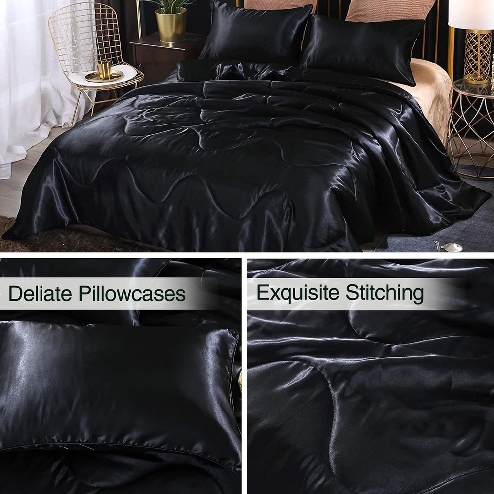 A Nice Night Satin Silky Soft Quilt Luxury Super Soft Microfiber Bedding