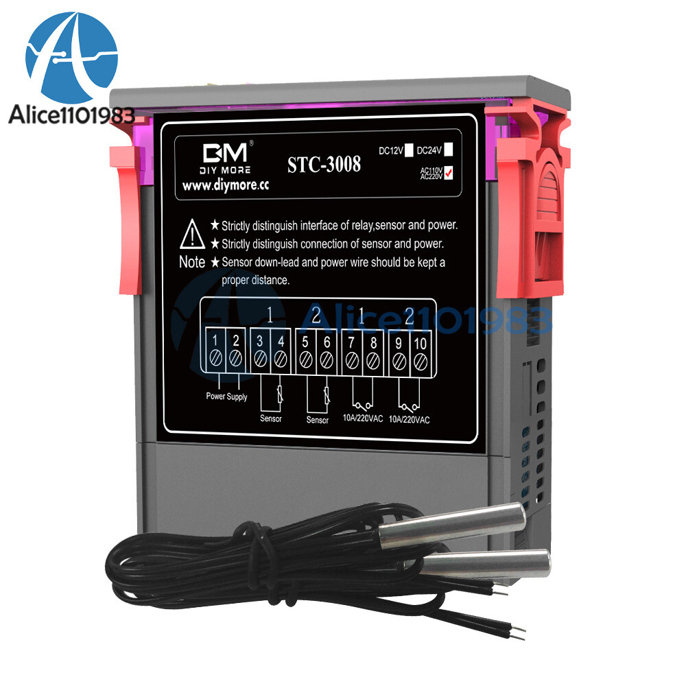 STC-3008 AC110-220V Digital Temperature Controller Thermostat Instrument Sensor