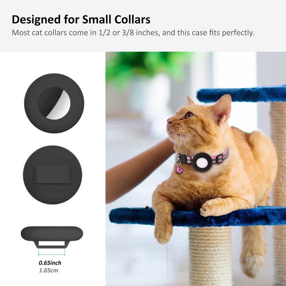 SimpleThings Air-tag Cat Collar Holder, Pet Silicone Protective Case 2 Black