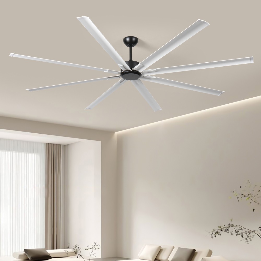 96" 6-Speed Ceiling Fan with Light and Remote Control, 8 Double-Layer Blades