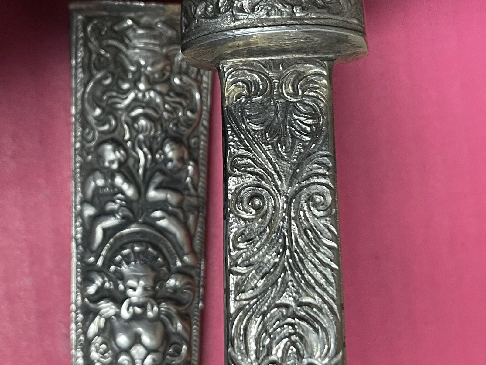 SILVER DAGGER REPLICA 19TH CENTURY GROTESQUE ARABESQUE HANS HOLBEIN ITALY