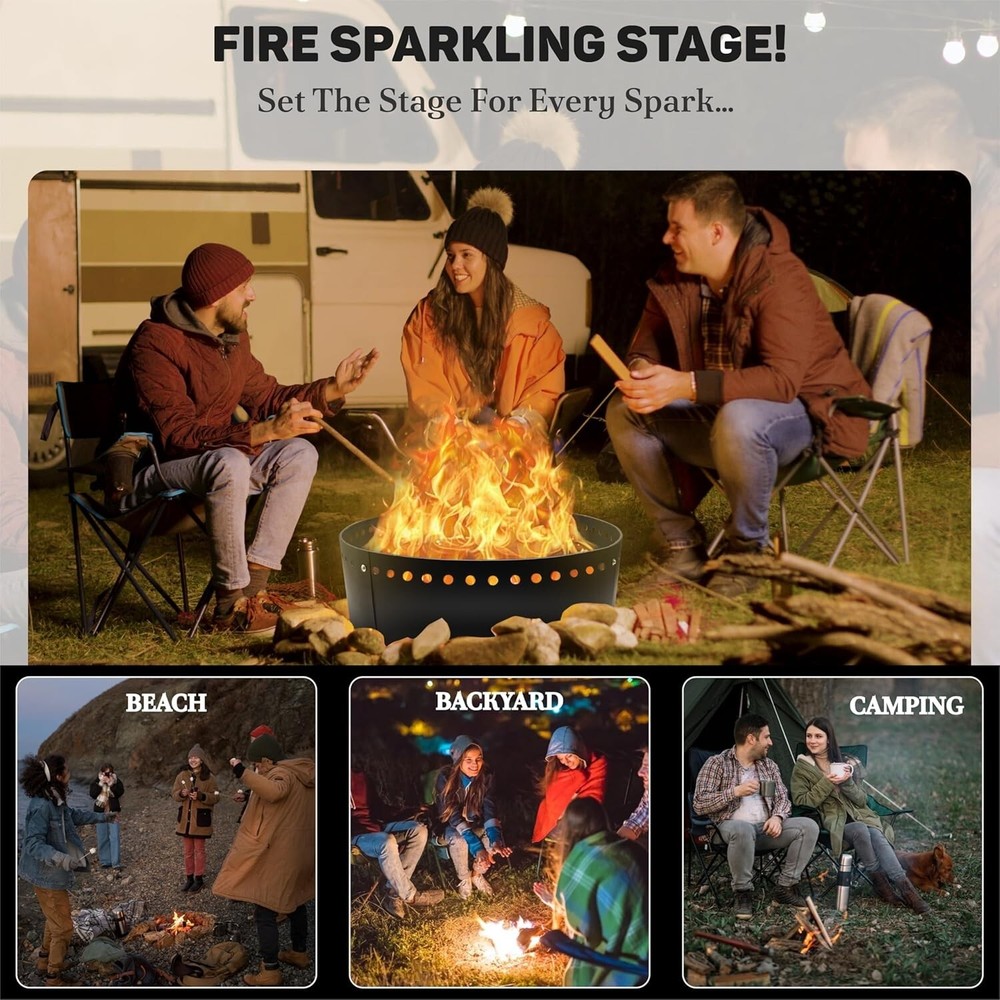 FEBTECH 38" Smokeless Fire Ring for Outdoor Fire Pits
