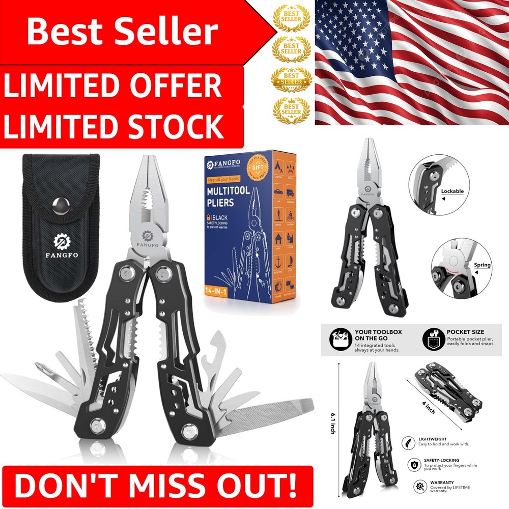 Compact Multitool with Locked Safety Feature - Perfect for Camping & Hiking