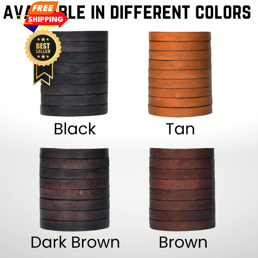 Flat Genuine Leather Cord String Full Grain 3 MM, Dark Brown Distressed