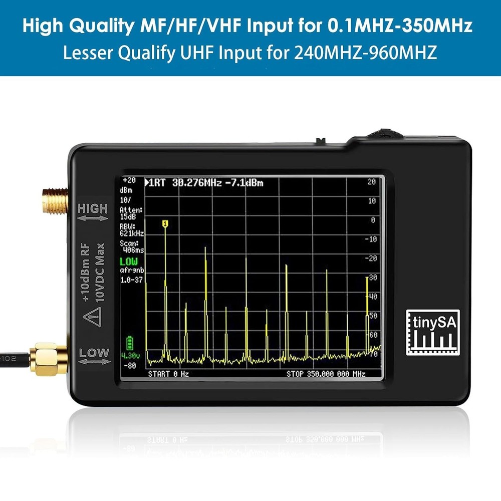 2.8" Handheld Frequency Analyzer with Dual Input & USB PC Control Compatibility