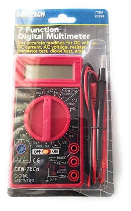 Cen-Tech Digital Amp Ohm Volt Meter Ac Dc Voltmeter Multimeter,Red