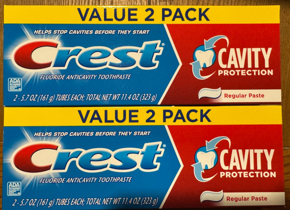 4 TUBES Crest CAVITY PROTECTION Fluoride Toothpaste Regular Paste 5.7oz Ea 10/26