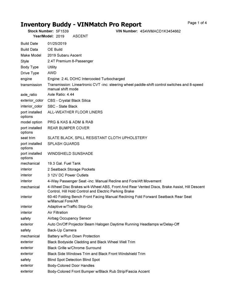 ASCENT 2019 Speedometer 207010