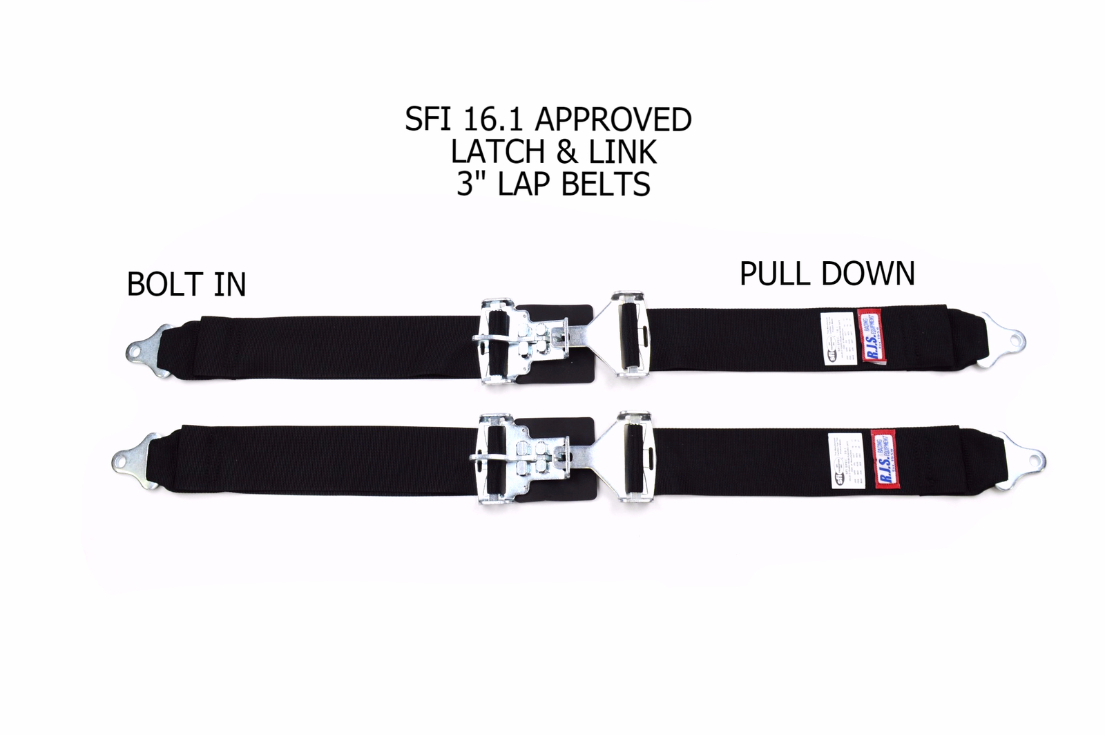 RJS RACING SFI 16.1 LATCH & LINK 3" LAP BELTS BLACK PAIR 50502 15001901