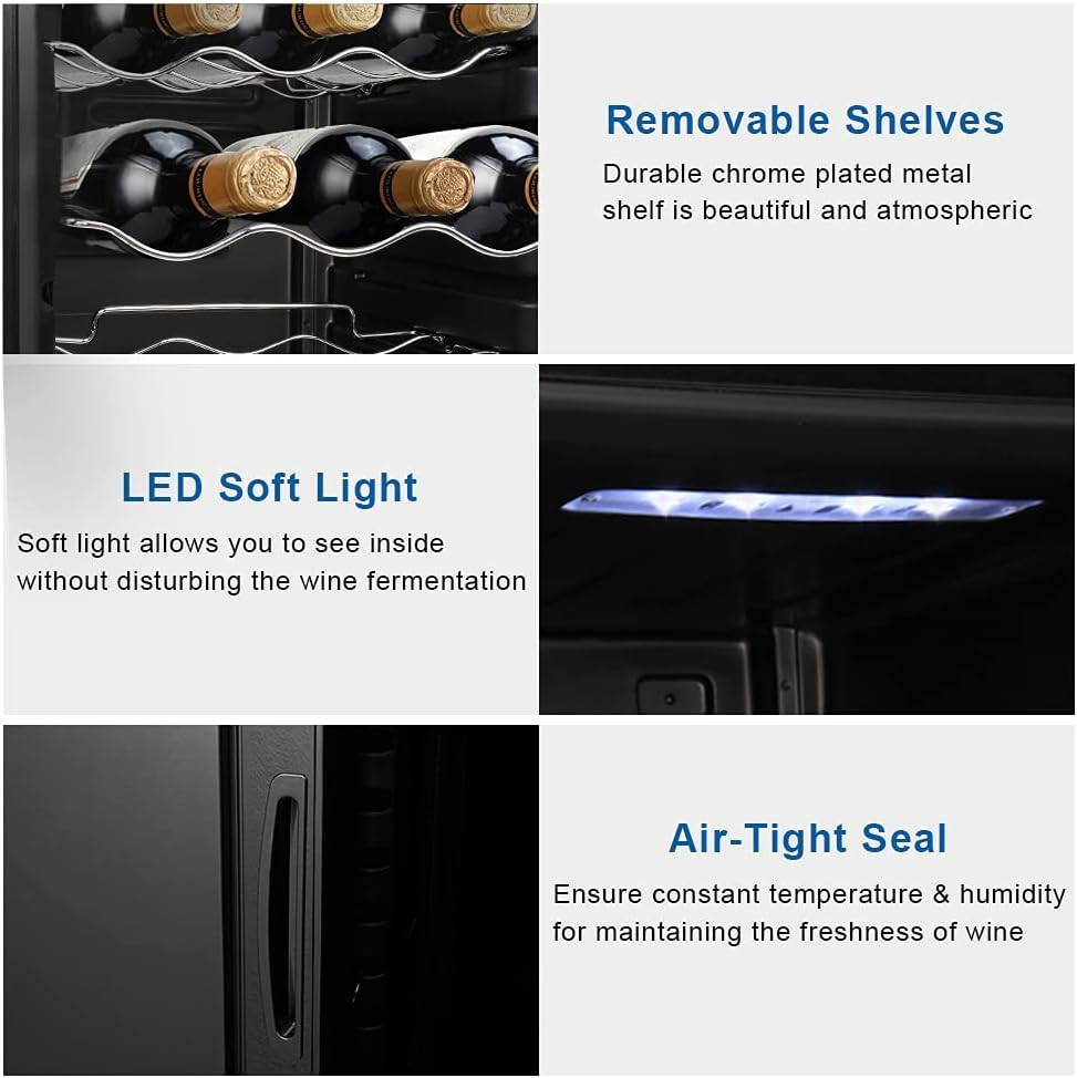 18 Bottle Compressor Wine Cooler Refrigerator W/Adjustable Temperature, Freestan