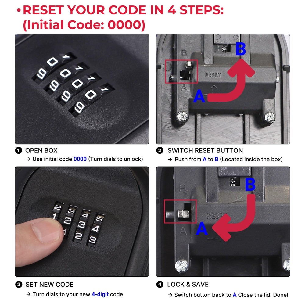 Magnetic Key Box for Under Car, Hide a Key Outside with Combination Lock Box,...