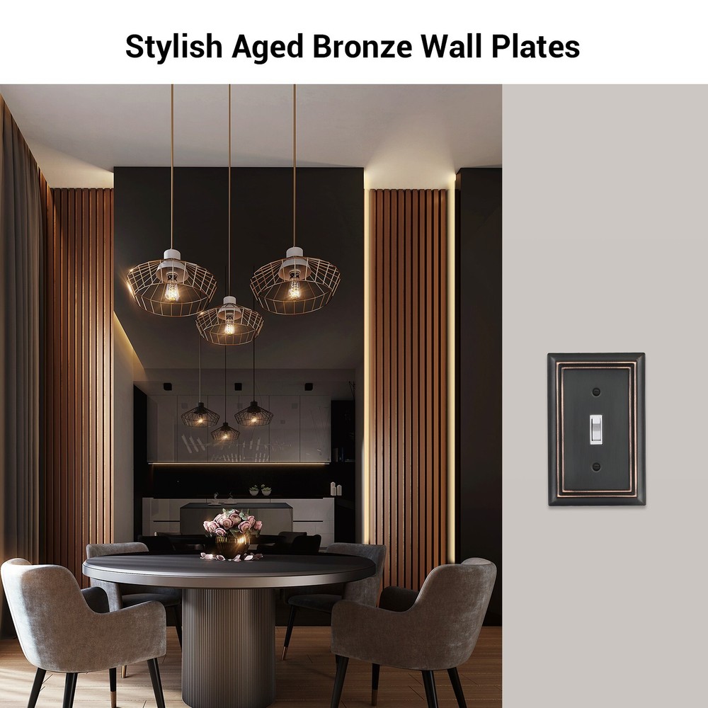 DEWENWILS Toggle Wallplates, Aged Bronze Light Switch Covers, Heavy Duty 4-Pack