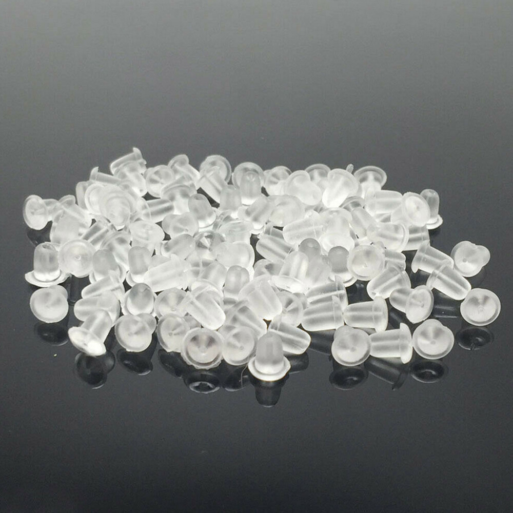 100x Silicone Earring Back Rubber Earring Back Stopper Caps Soft Clear Ear Ring