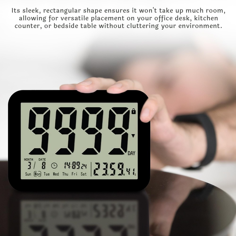 9999 Days Countdown Clock - Reusable Count Down Timer - Large Display LCD Dig...