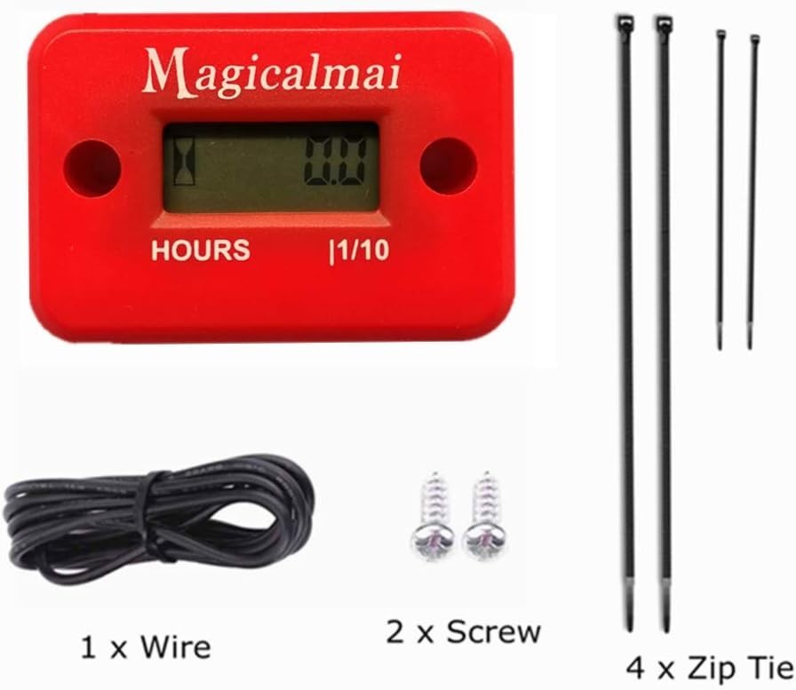 Waterproof Inductive Hour Meter for Gas Engines - Red LCD Display