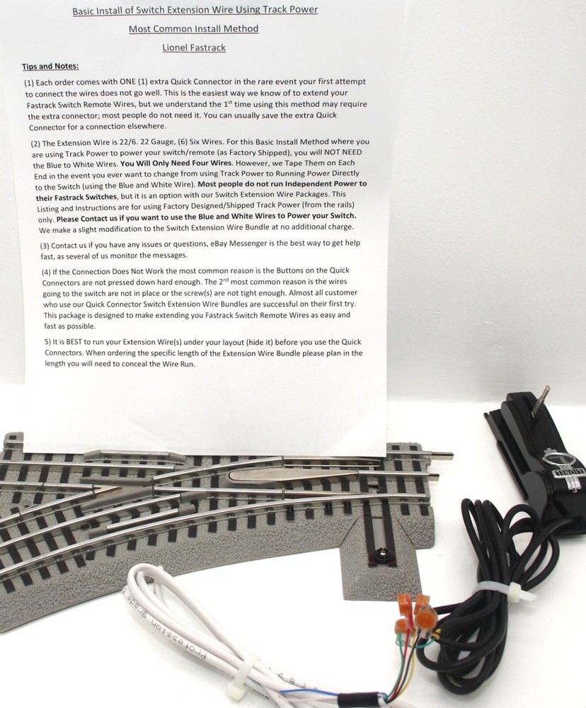 Lionel Fastrack Switch Remote Wire Extender, (15 Feet), Wire + Quick Connectors
