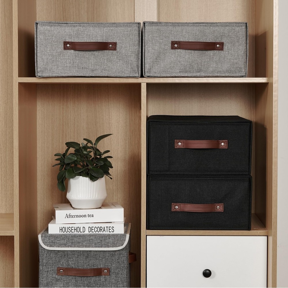 Closet Drawer Organizer Stackable Fabric Storage Boxes Bins Baskets with Lid ...