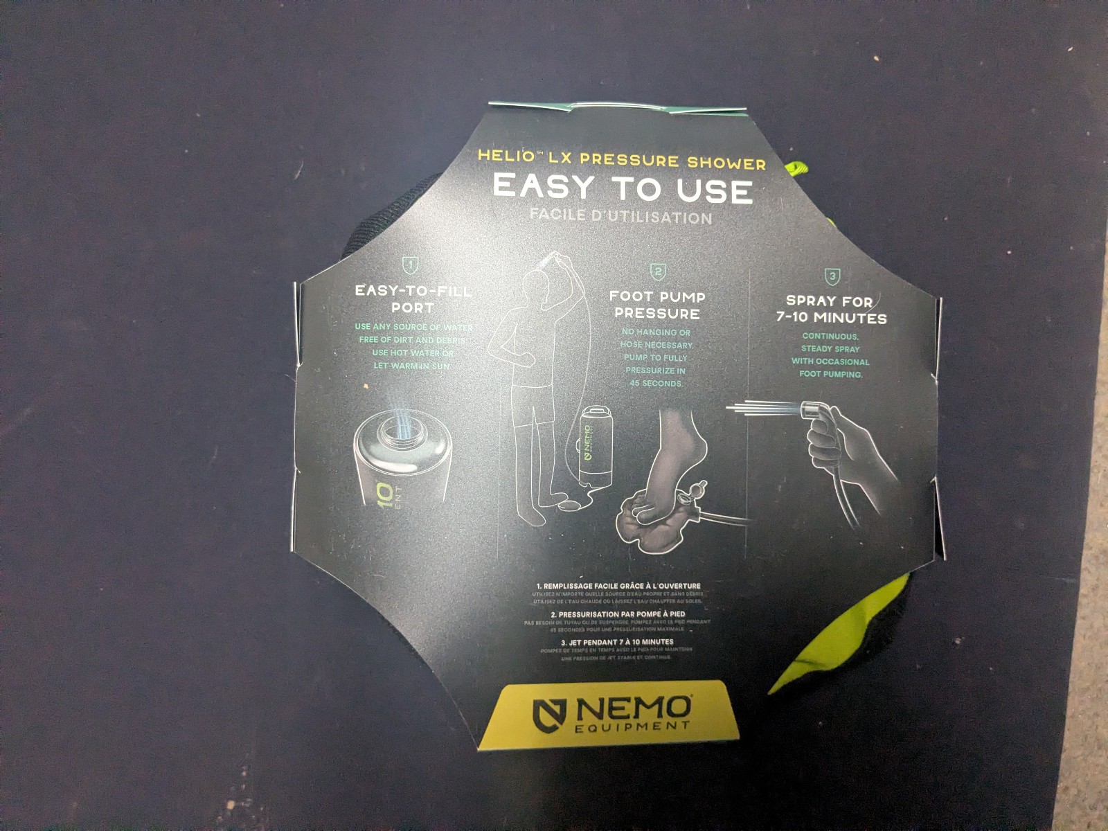 NEW Nemo Helio LX Portable High-Pressure Camping Shower (5.8 gal / 22 L)