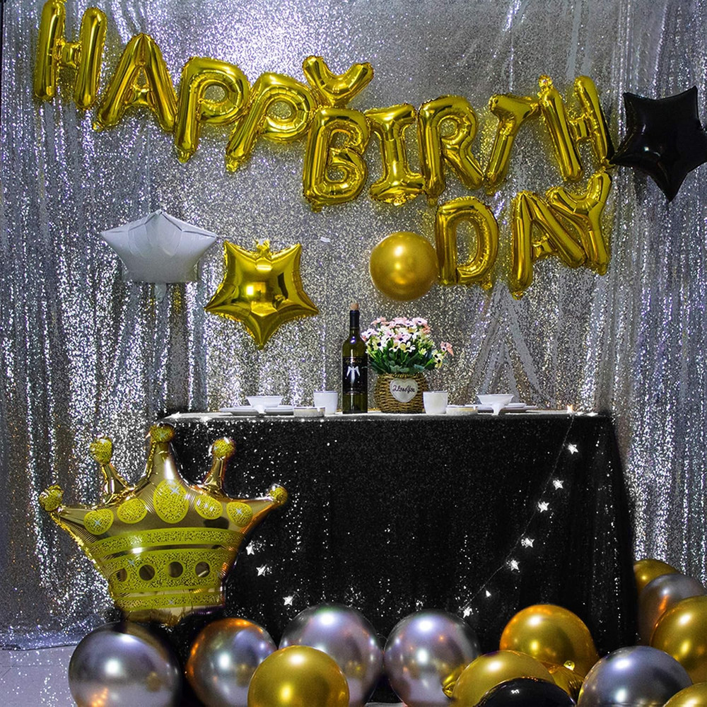 Sequin Tablecloth 50"X50"Black Shiny Glitter Tablecloth Sparkly Metallic Sequenc