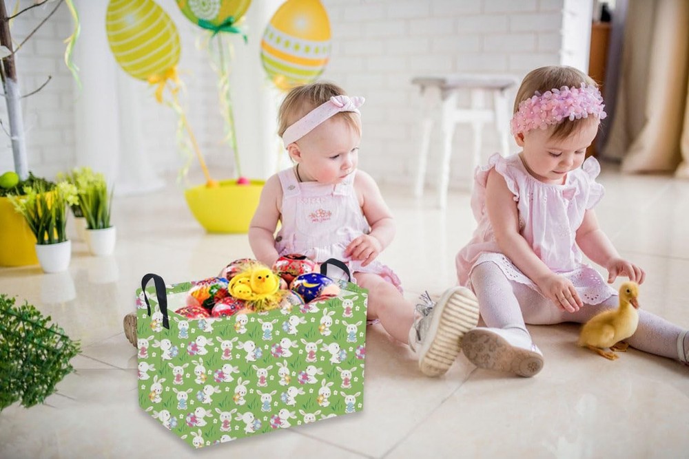 Sanjiaofen Rectangular Easter Baskets, Easket Basket for Kids.Cute Storage Ba...