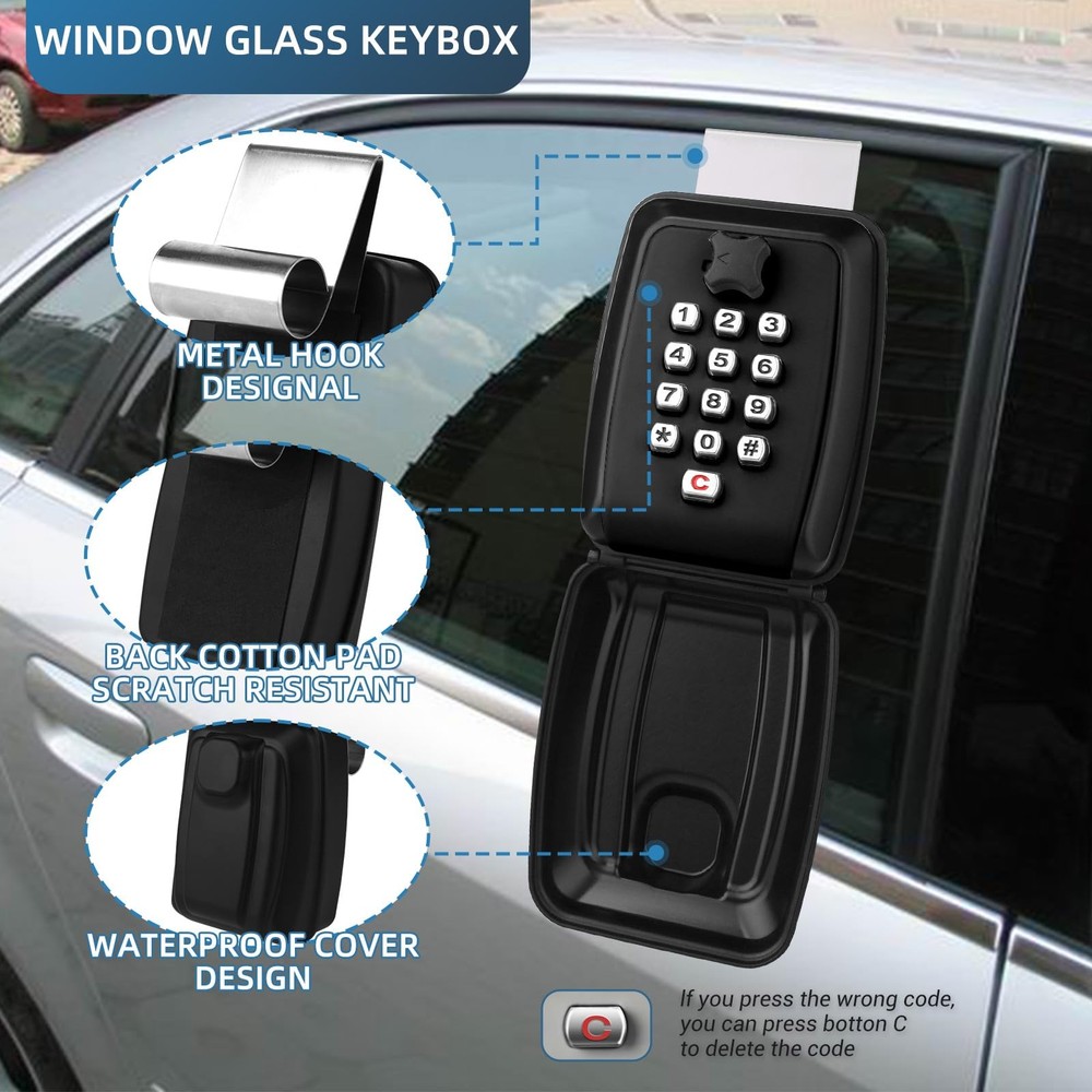 Secure Key Storage Solution - Lock Box Protects Your Keys, Fits Car Windows, ...