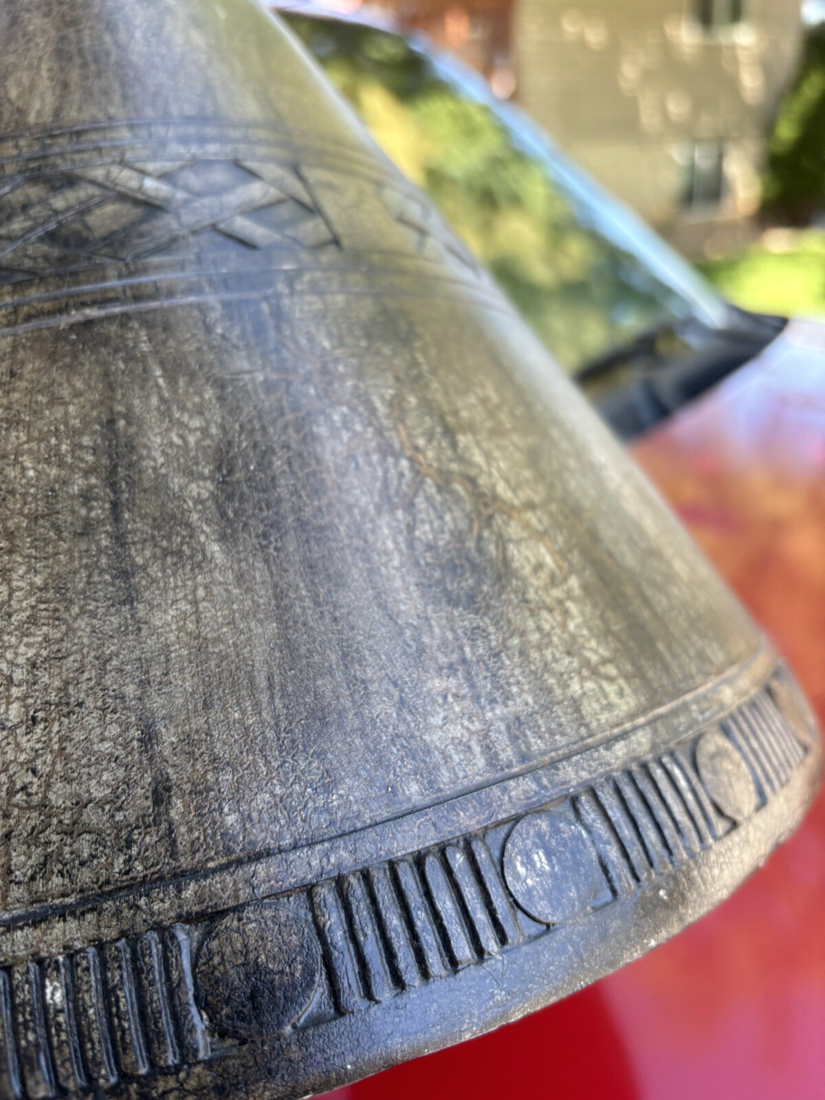 Rare UNIQUE Vintage Ceramic Clay ceramic Lamp Shade Heavy Brown Pottery Tribal