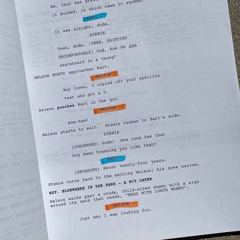 Family Guy Nancy Cartwright Bart Simpson 2013 Simpsons Used Table Draft Script