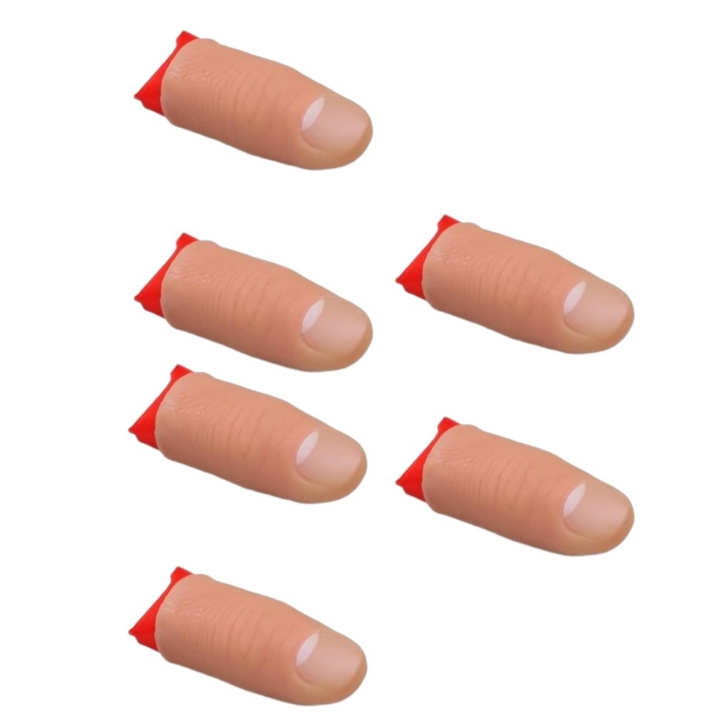 6Pcs Thumb Tip Magic Tricks Fake Tips Silk Standard Size, Black