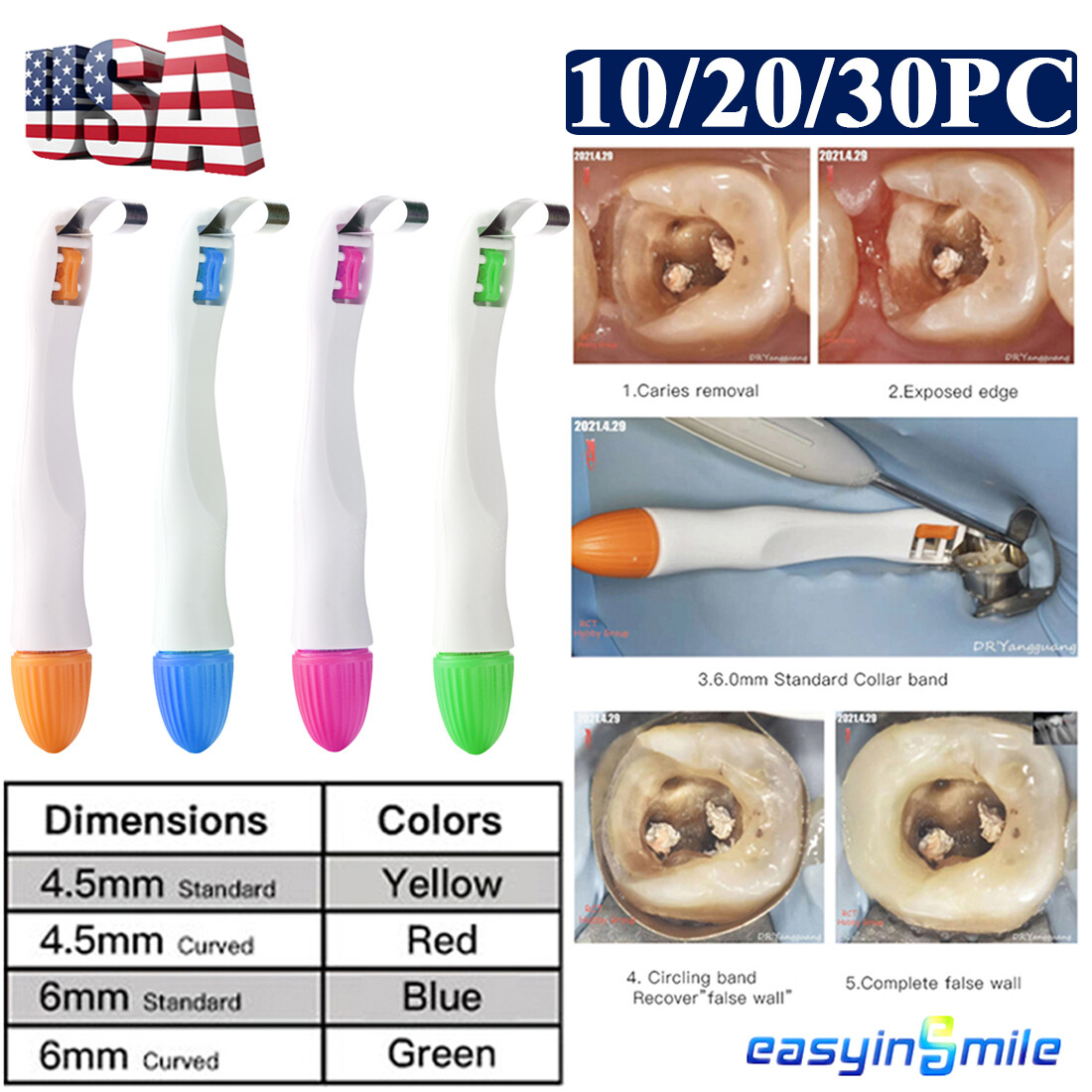 Adjust Dental Pro Matrix Bands Molar/Premolar Restoration Pre Formed 10/20/30Pcs