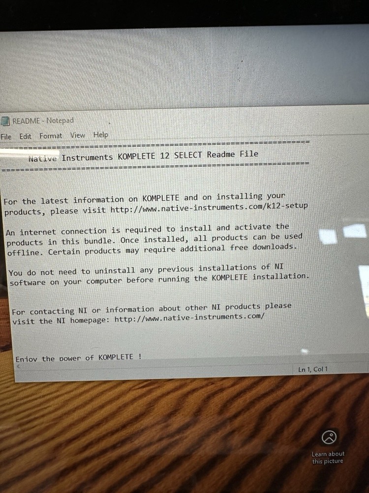 Native Instruments Komplete 12 Select Virtual Instruments USB Installation ONLY