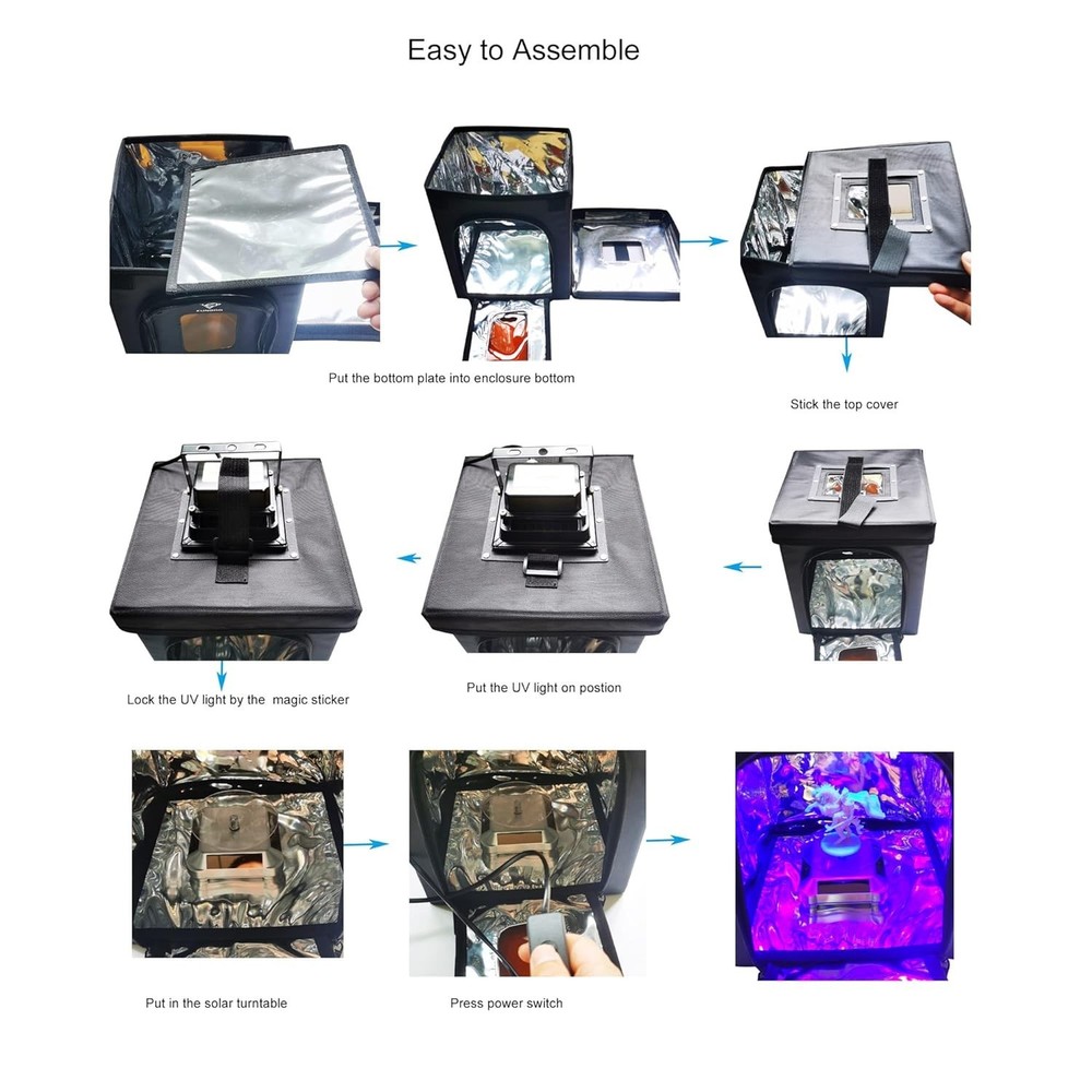 Foldable 3D Printer Curing Station with Replaceable UV Lamp - Space Efficient