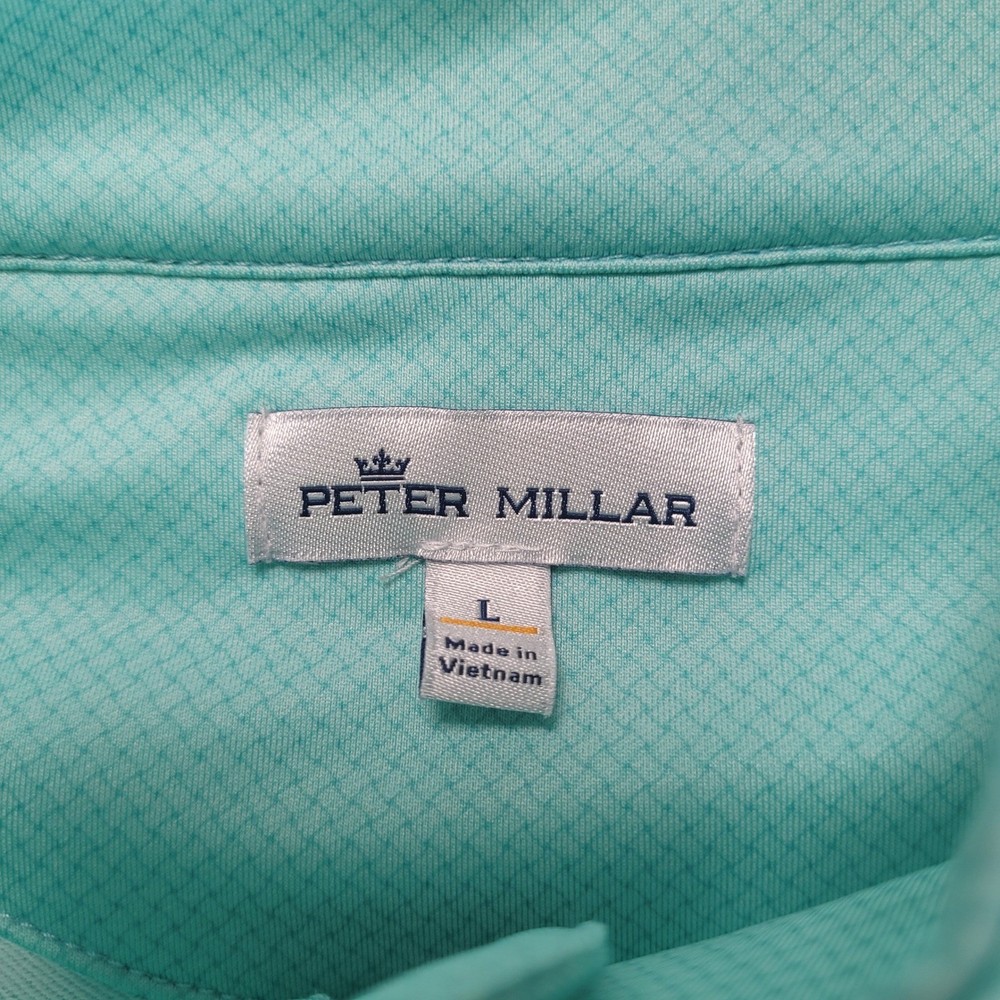 Peter Millar Mens Large Mint Green 1/4 Zip Golf Pullover Logo
