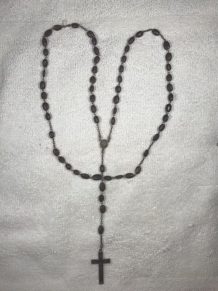 Basilica Santa Croce Rome Vintage Catholic Bean Rosary 23” Marked