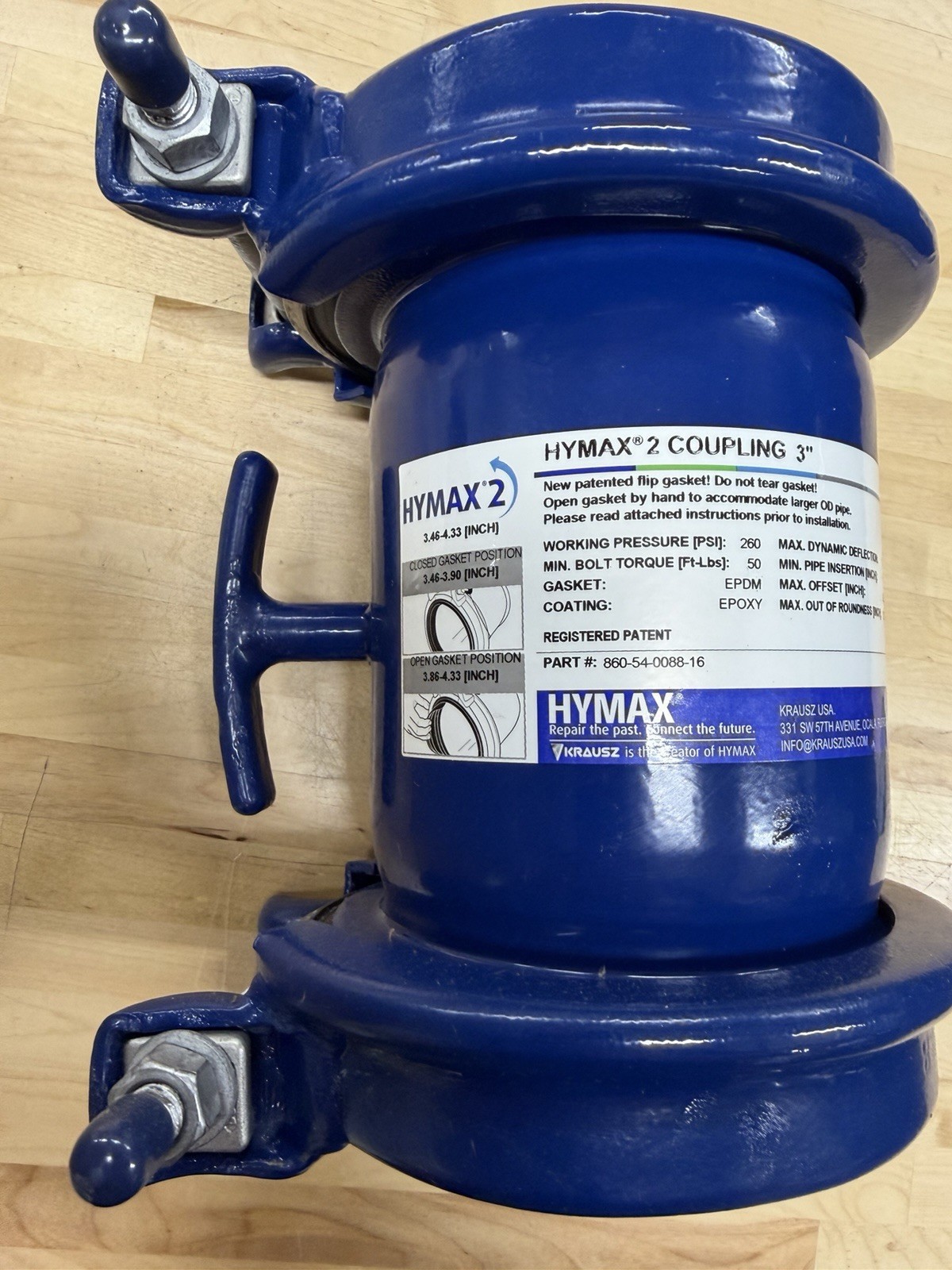 HYMAX 2 Coupling 860-54-0088-16 3" Pipe Fitting 3.46-4.33 Inch Range