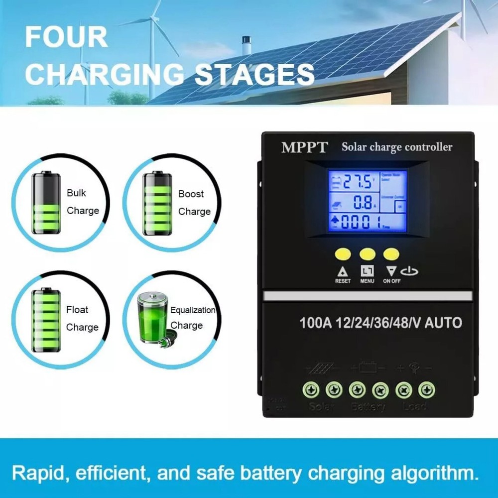 MPPT 100A 12V/24V/36V/48V Solar Charge Controller Auto Controller Battery Charge