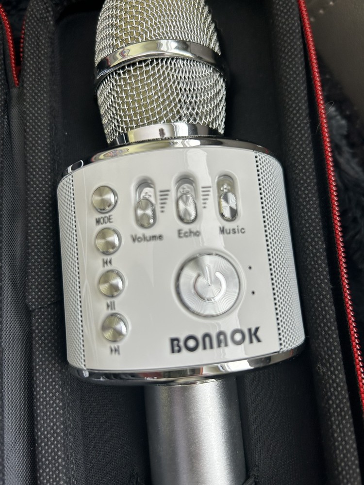 BONAOK Q37 Wireless Bluetooth White Karaoke Microphone Speaker With Case