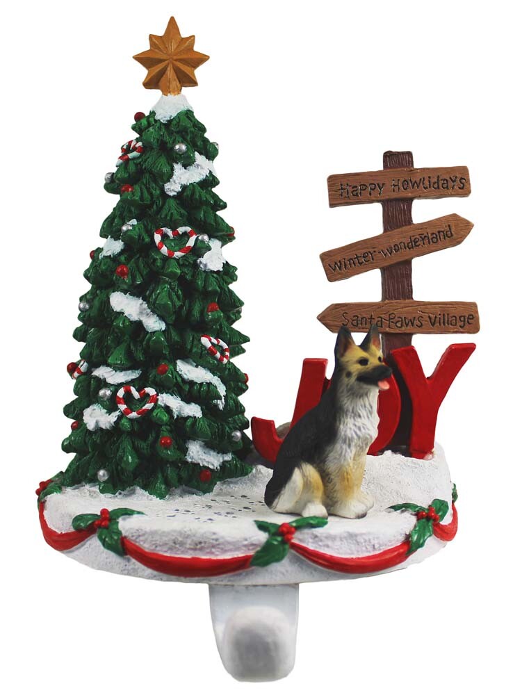 German Shepherd Stocking Holder Hanger Tan/Black
