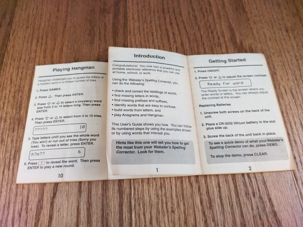 Webster's Spelling Corrector NCS-101 User Guide Booklet Manual