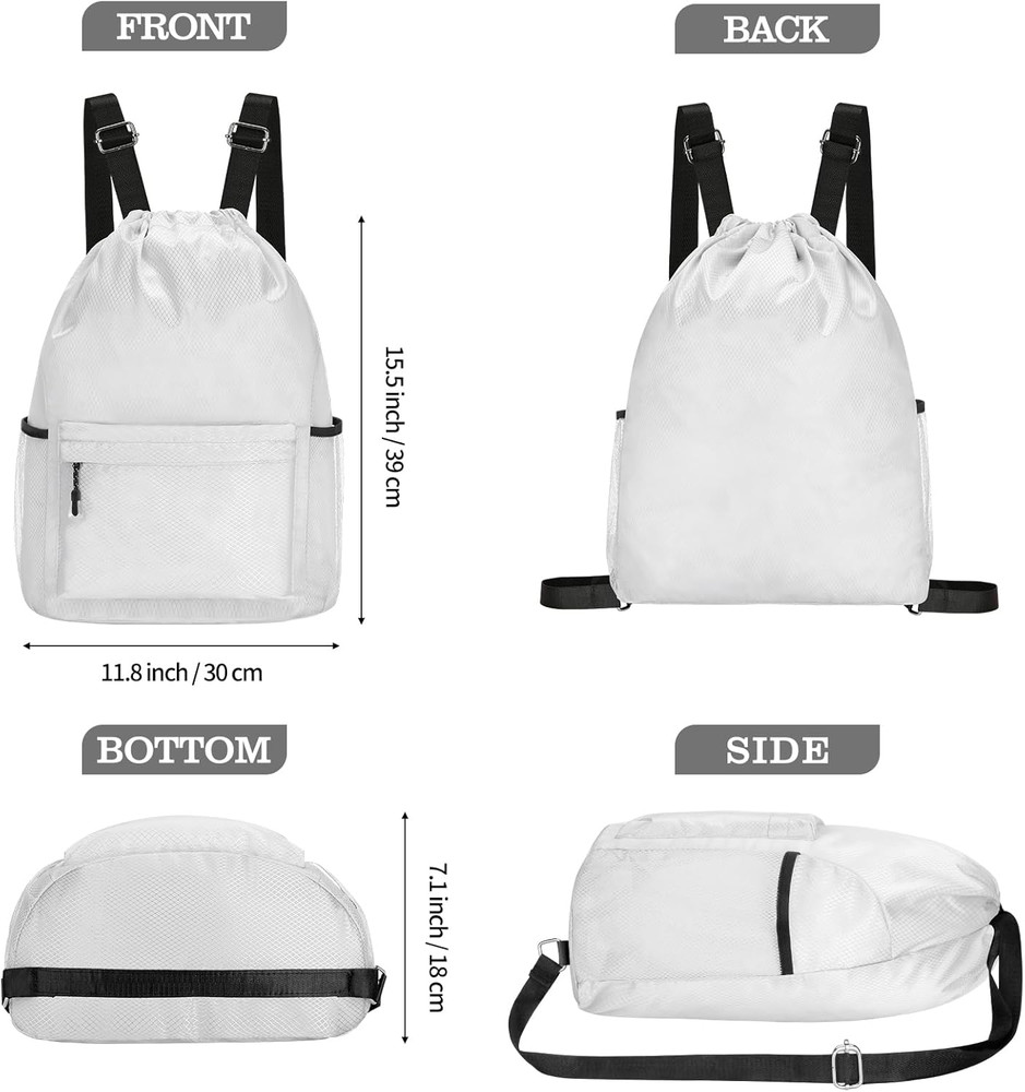 Waterproof Drawstring Bag, Lightweight String Backpack with Water Bottle Holder