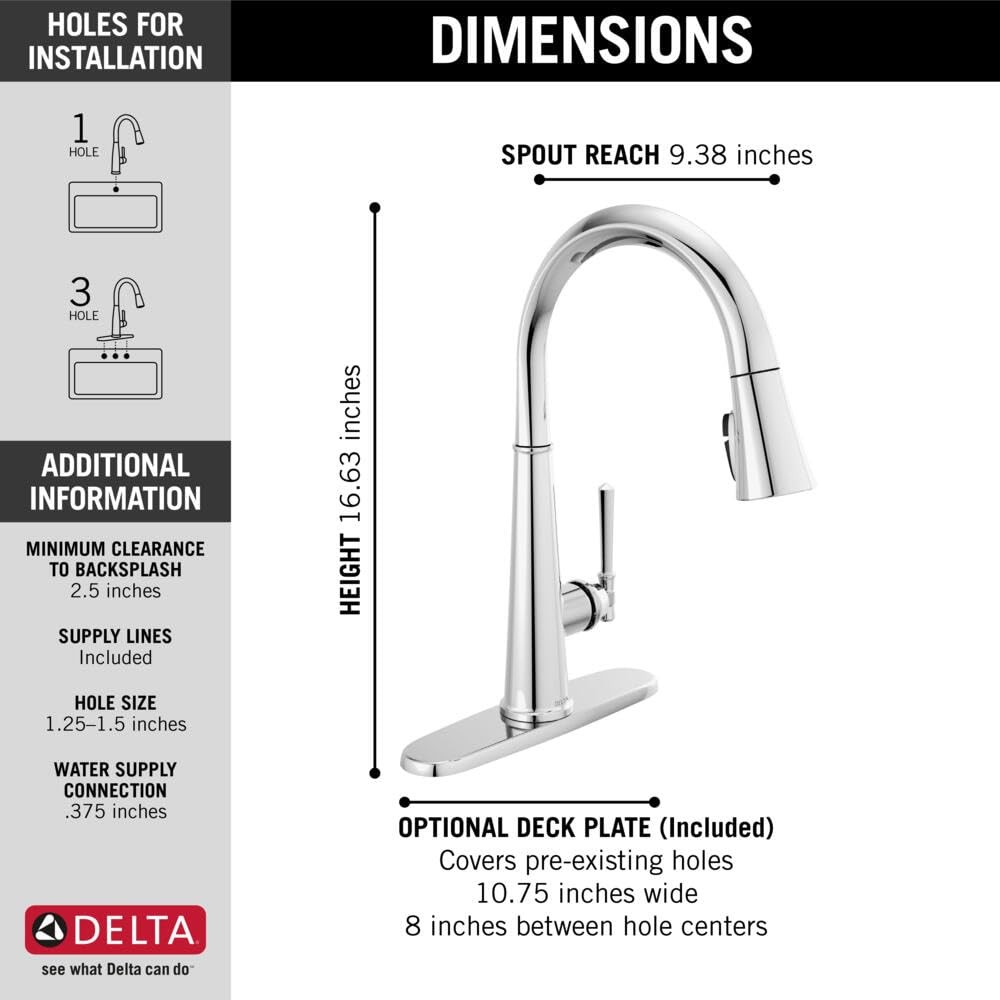 Delta Faucet Emmeline Pull Down Kitchen Faucet Chrome Chrome Kitchen Faucets