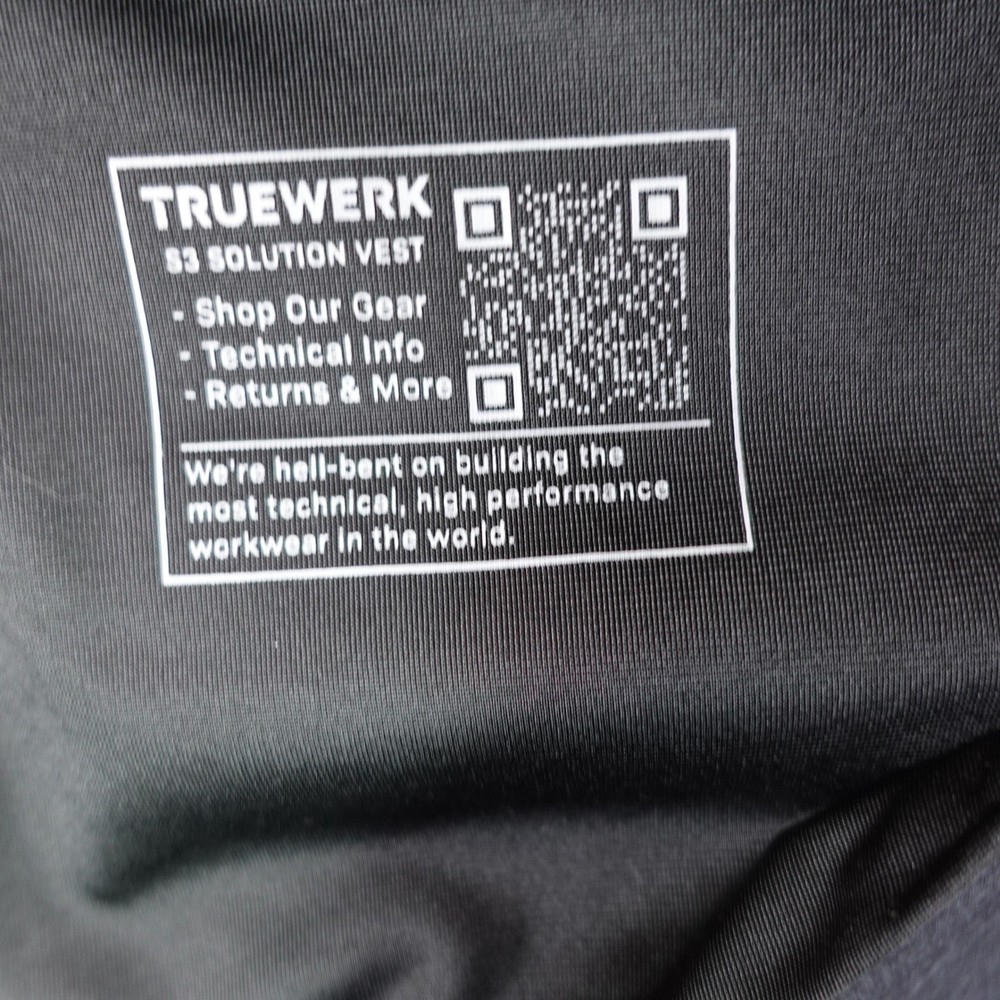 Truewerk S3 Solution Vest Men Large Black Workwear Full Zip Softshell