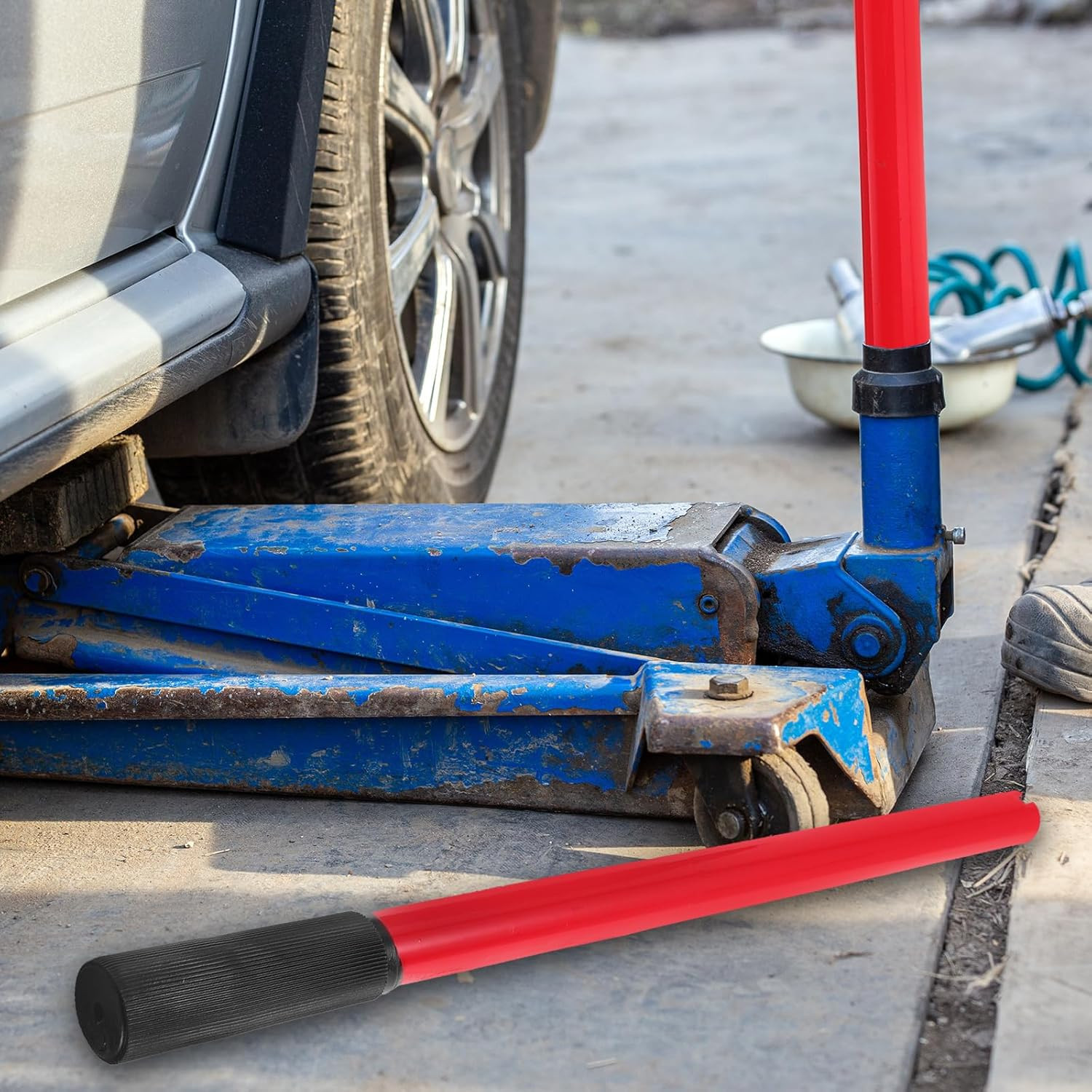 3 Ton Horizontal Hydraulic Jack Handle - Heavy-Duty Replacement with Grip(Red)