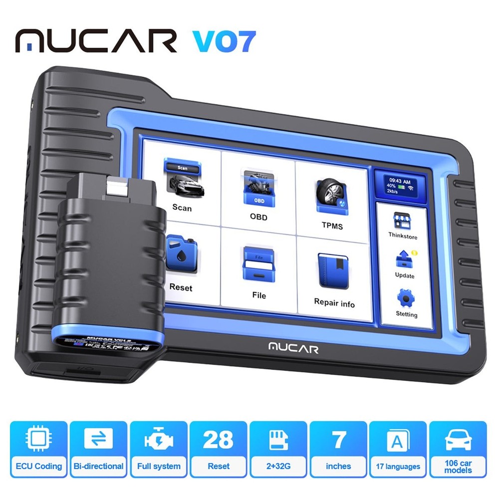 MUCAR VO7+TPMS Reset Tool ECU Coding OBD2 Scanner Bidirectional Diagnostic Tool