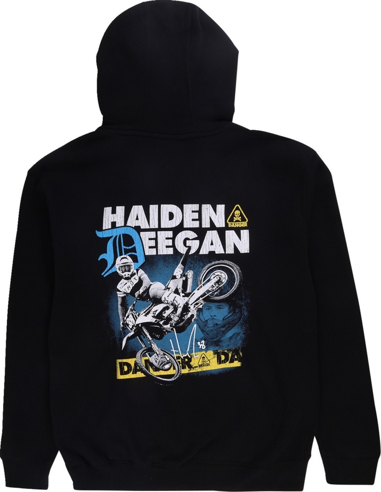 Deegan Caution Mens Pullover Hoody Black