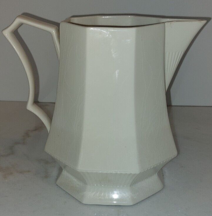 Vintage Octagonal Independence Ironstone Interpace White Pitcher Japan