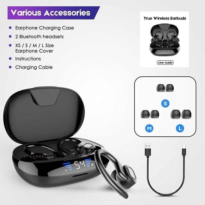 Bluetooth Wireless Earphones Headphones Earhook for iPhone Android Sport Earbuds