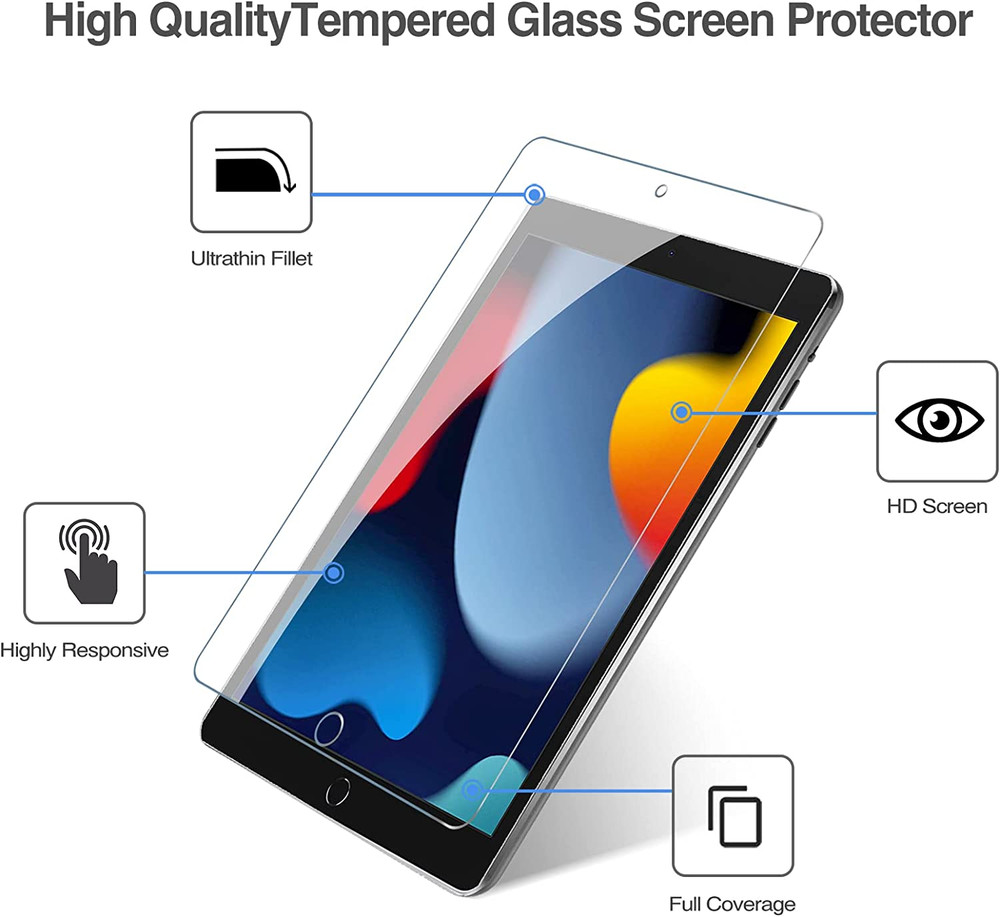 2 Pack Screen Protector for Ipad 9Th 8Th 7Th Generation 10.2 Inch