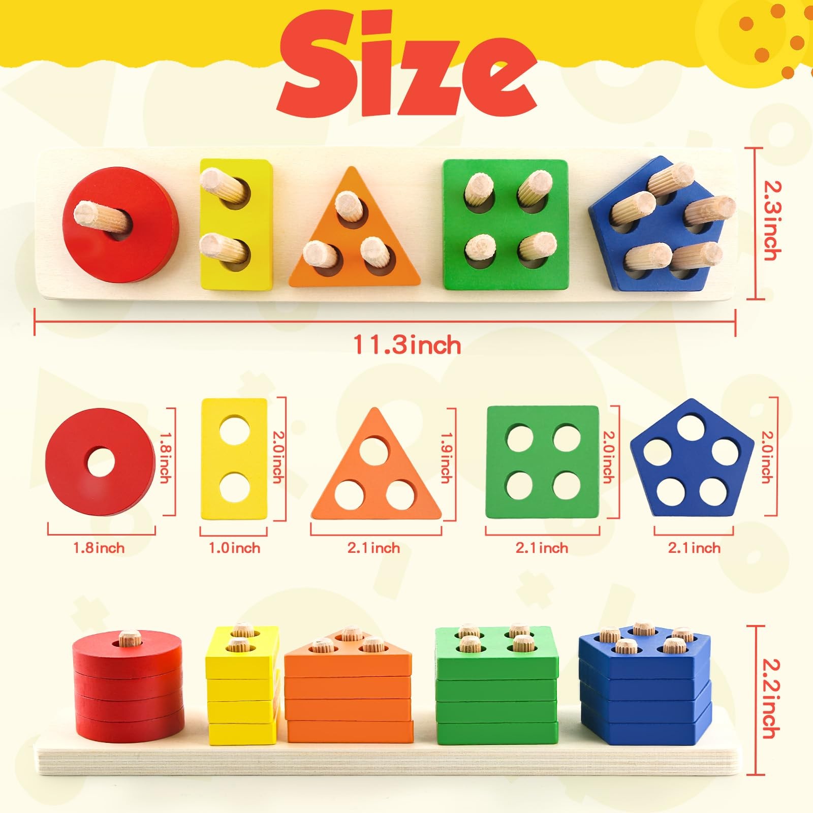 Montessori Toys for 1 2 3 Year Old Girls Boys, Wooden Sensory Toys for 1-3 Ye...